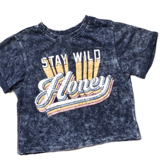 “Stay Wild Honey” Graphic Semi Crop Top - Picture 1 of 4